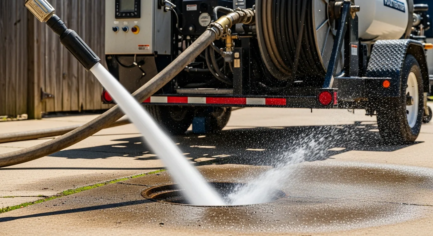 Hydro jetting equipment clearing a Phoenix sewer line